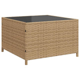 Divano da Giardino con Tavolo e Cuscini a L Beige in Polyrattan