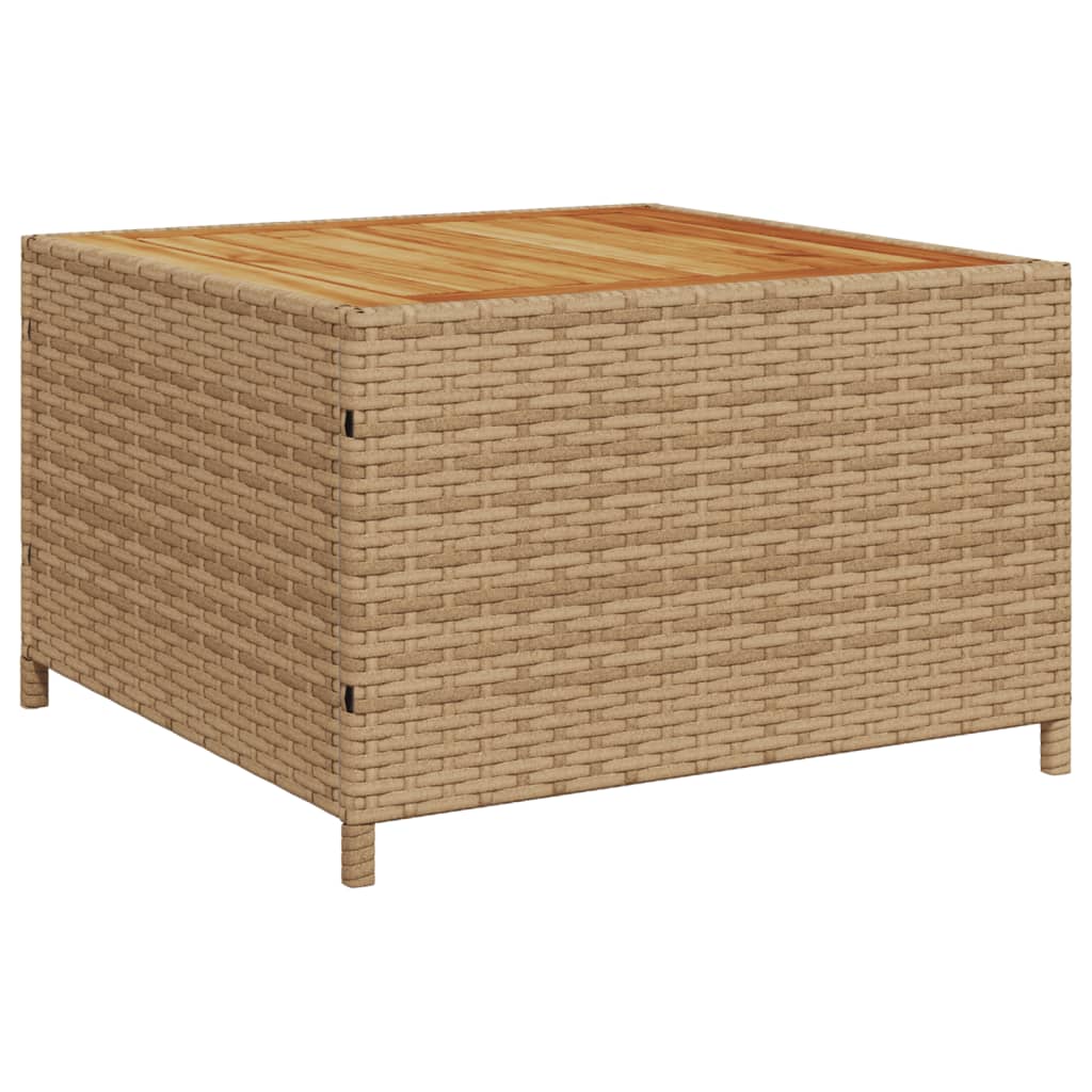 Divano da Giardino con Tavolo e Cuscini a L Beige in Polyrattan