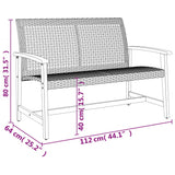 Panca da Giardino Grigia 112 cm in Polyrattan e Legno di Acacia