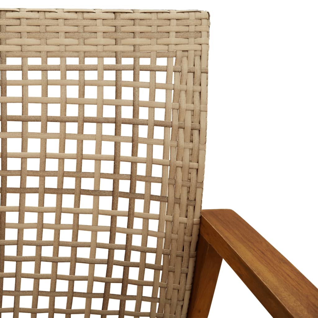 Panca da Giardino Beige 112 cm in Polyrattan e Legno di Acacia