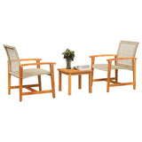 Set da Bistrot 3 pz Beige in Polyrattan e Legno di Acacia