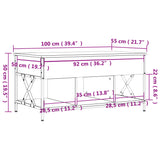 Tavolino Salotto Grigio Sonoma 100x55x50 cm Multistrato Metallo