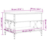 Tavolino Salotto Rovere Sonoma 70x50x50 cm Multistrato Metallo