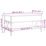 Tavolino Salotto Rovere Sonoma 100x50x50 cm Multistrato Metallo