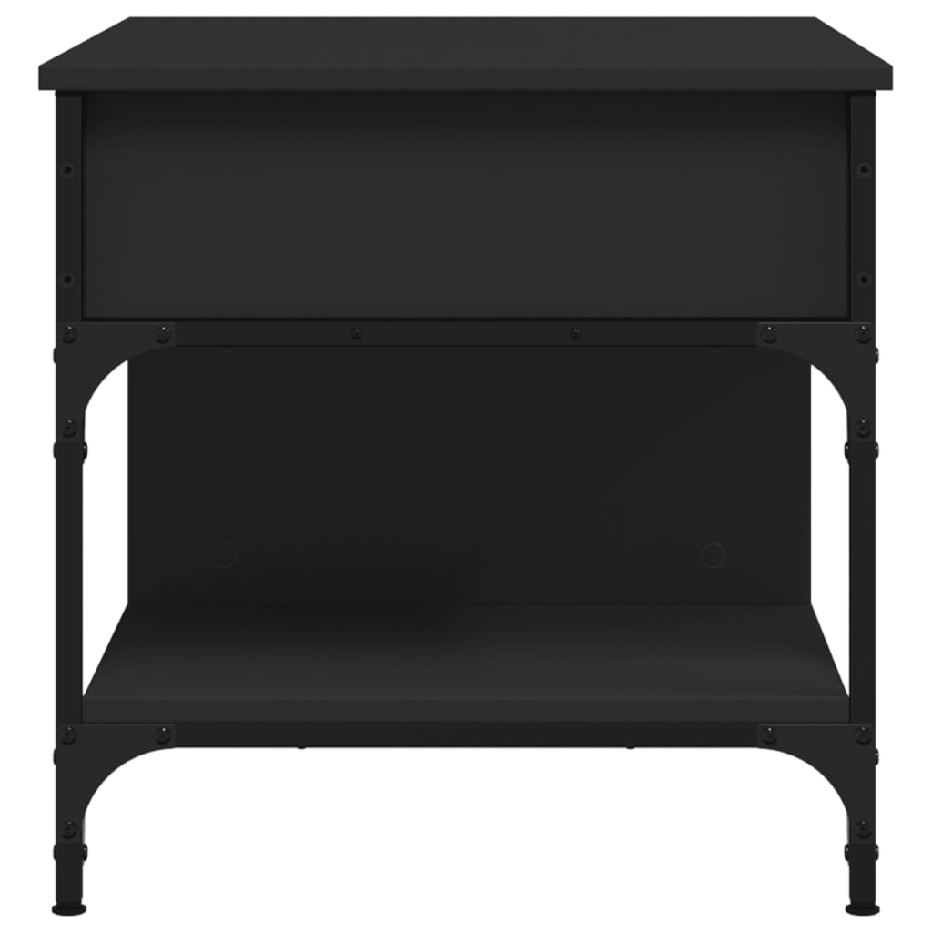 Tavolino da Salotto Nero 70x50x50cm Legno Multistrato Metallo