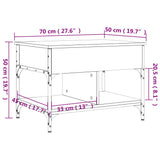 Tavolino da Salotto Nero 70x50x50cm Legno Multistrato Metallo