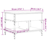 Tavolino Salotto Rovere Fumo 70x50x50 cm Multistrato e Metallo