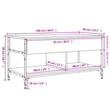 Tavolino da Salotto Nero 100x50x50cm Legno Multistrato Metallo