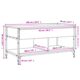 Tavolino Salotto Rovere Sonoma 100x50x50 cm Multistrato Metallo