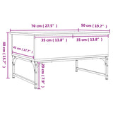 Tavolino Salotto Rovere Fumo 70x50x40 cm Multistrato e Metallo