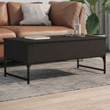 Tavolino Salotto Nero 100x50x40 cm Legno Multistrato e Metallo