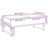 Tavolino Salotto Rovere Marrone 100x50x40cm Multistrato Metallo