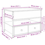 Tavolino Salotto Rovere Fumo 70x50x50 cm Multistrato e Metallo