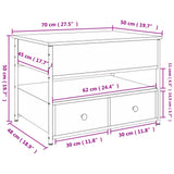 Tavolino Salotto Grigio Sonoma 70x50x50 cm Multistrato Metallo