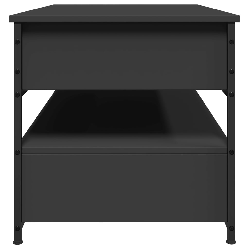 Tavolino da Salotto Nero 85x50x50cm Legno Multistrato e Metallo