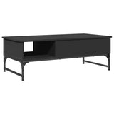 Tavolino Salotto Nero 100x50x35 cm Legno Multistrato e Metallo