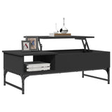 Tavolino Salotto Nero 100x50x35 cm Legno Multistrato e Metallo