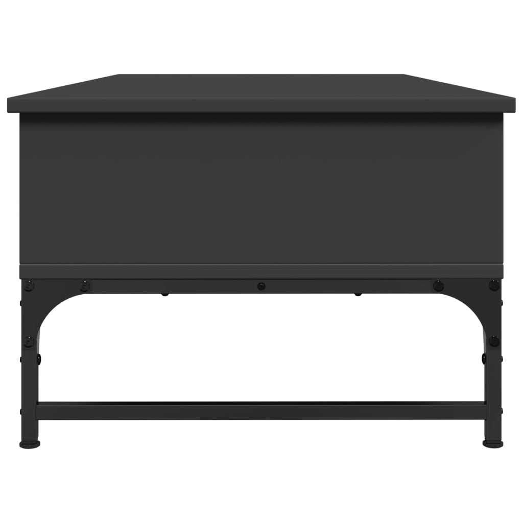 Tavolino Salotto Nero 100x50x35 cm Legno Multistrato e Metallo