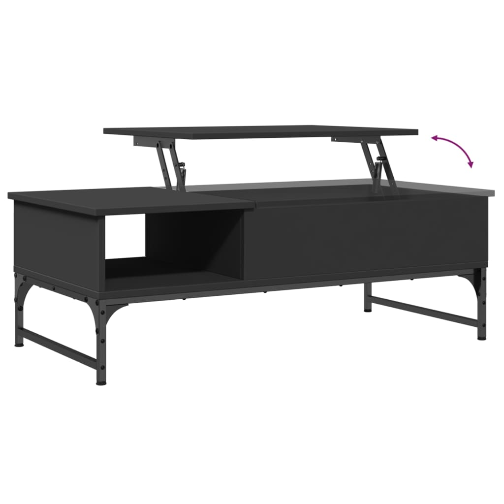 Tavolino Salotto Nero 100x50x35 cm Legno Multistrato e Metallo