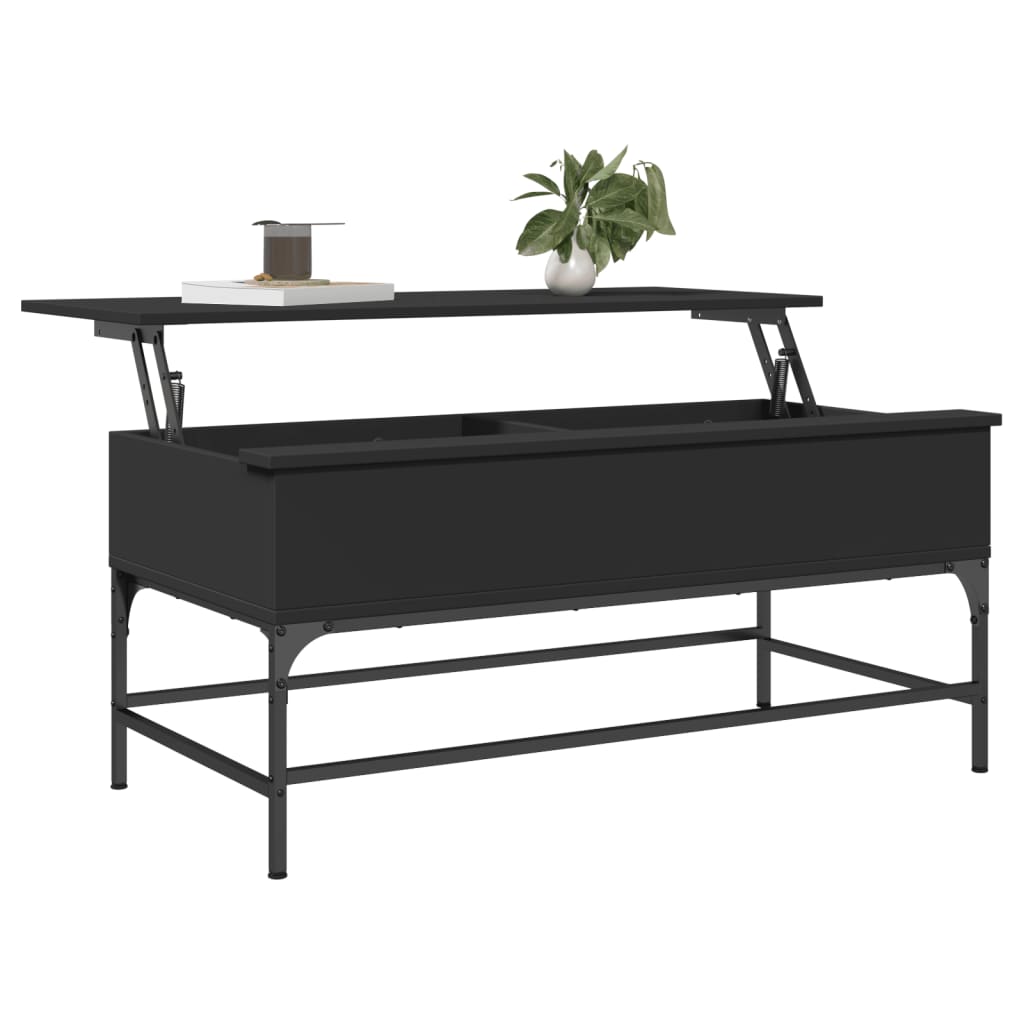 Tavolino Salotto Nero 100x50x45 cm Legno Multistrato e Metallo