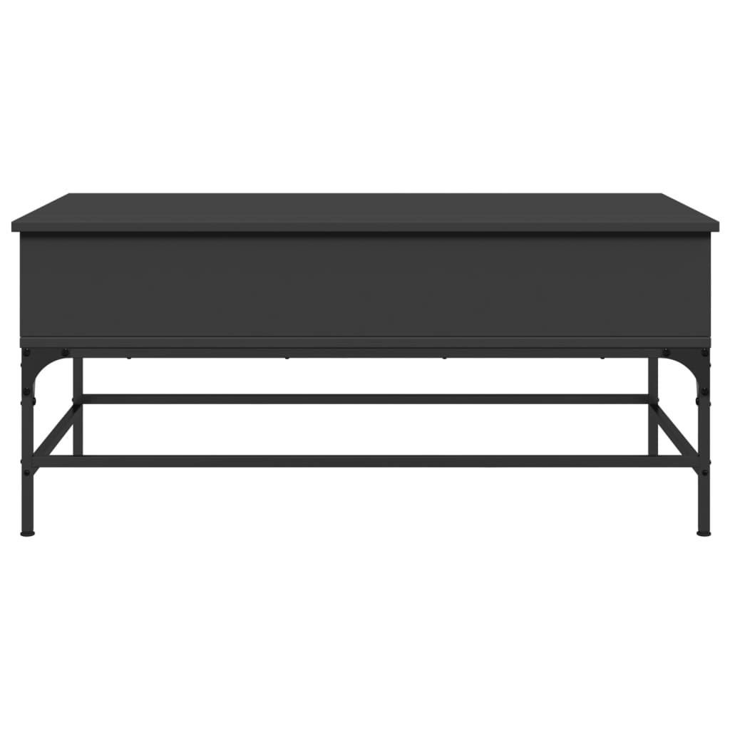 Tavolino Salotto Nero 100x50x45 cm Legno Multistrato e Metallo