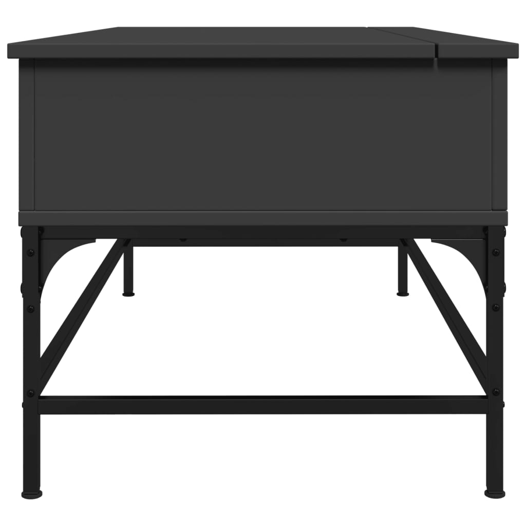 Tavolino Salotto Nero 100x50x45 cm Legno Multistrato e Metallo