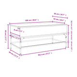 Tavolino Rovere Fumo 100x50x45cm in Legno Multistrato e Metallo