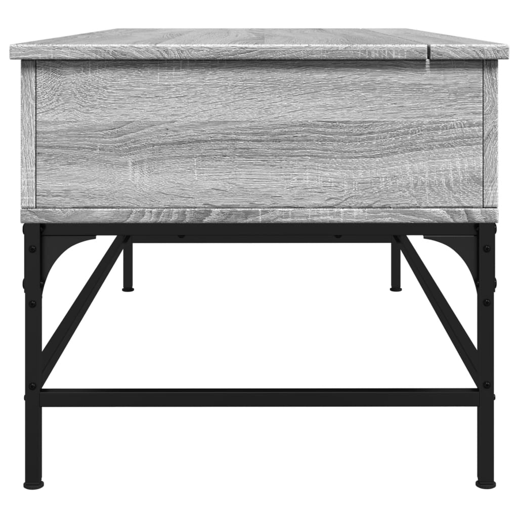 Tavolino Grigio Sonoma 100x50x45 cm Legno Multistrato e Metallo