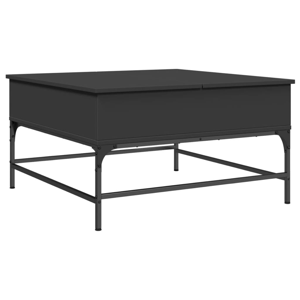 Tavolino da Salotto Nero 80x80x45cm Legno Multistrato e Metallo