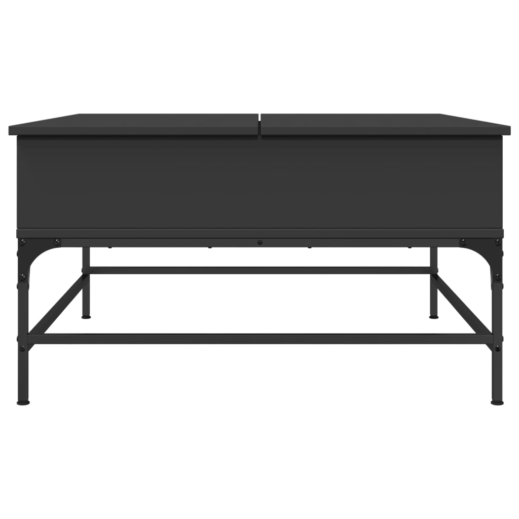 Tavolino da Salotto Nero 80x80x45cm Legno Multistrato e Metallo