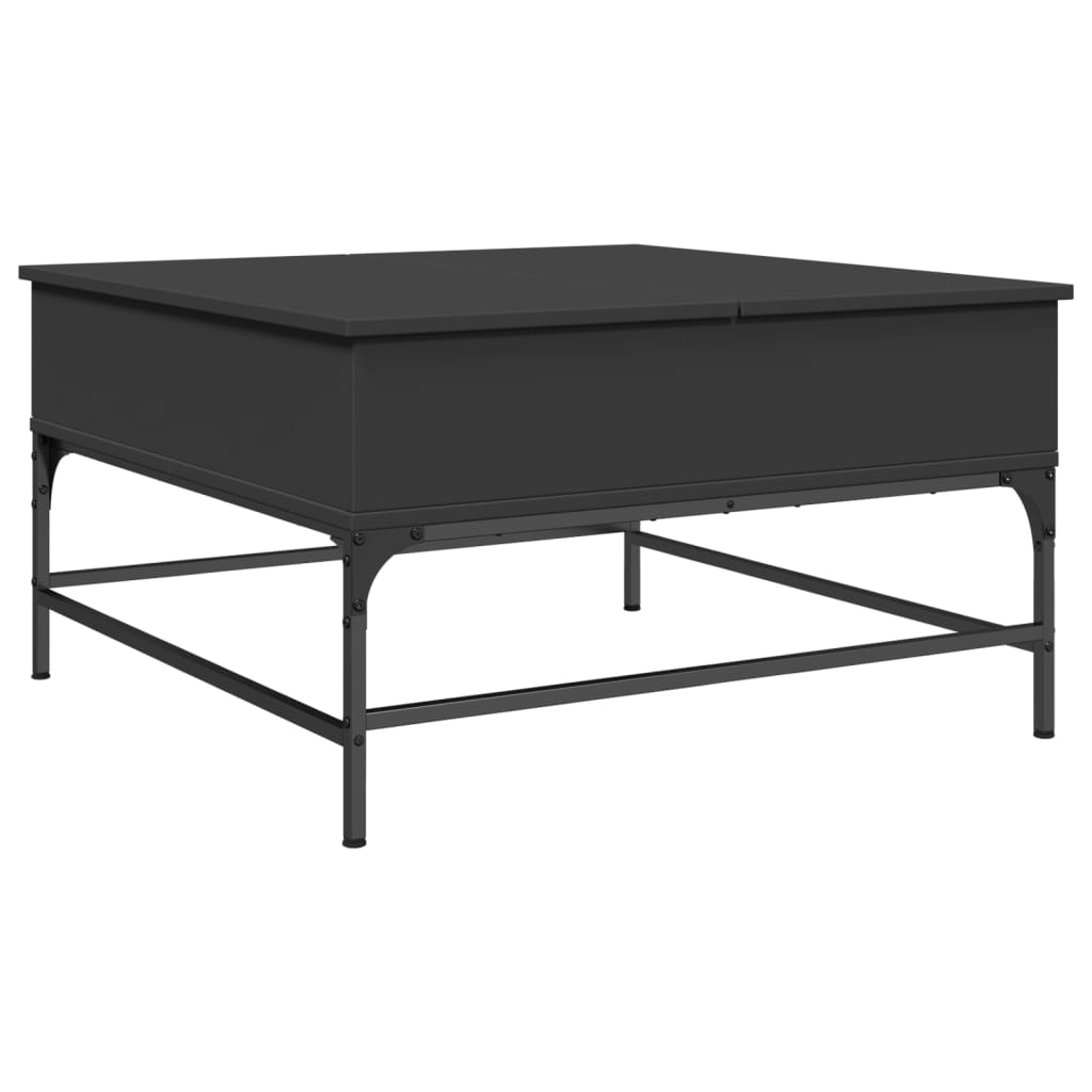 Tavolino da Salotto Nero 80x80x45cm Legno Multistrato e Metallo