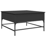 Tavolino da Salotto Nero 80x80x45cm Legno Multistrato e Metallo