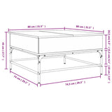 Tavolino da Salotto Nero 80x80x45cm Legno Multistrato e Metallo