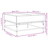 Tavolino Salotto Rovere Fumo 80x80x45 cm Multistrato e Metallo