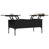 Tavolino Salotto Nero 100x50x45 cm Legno Multistrato e Metallo