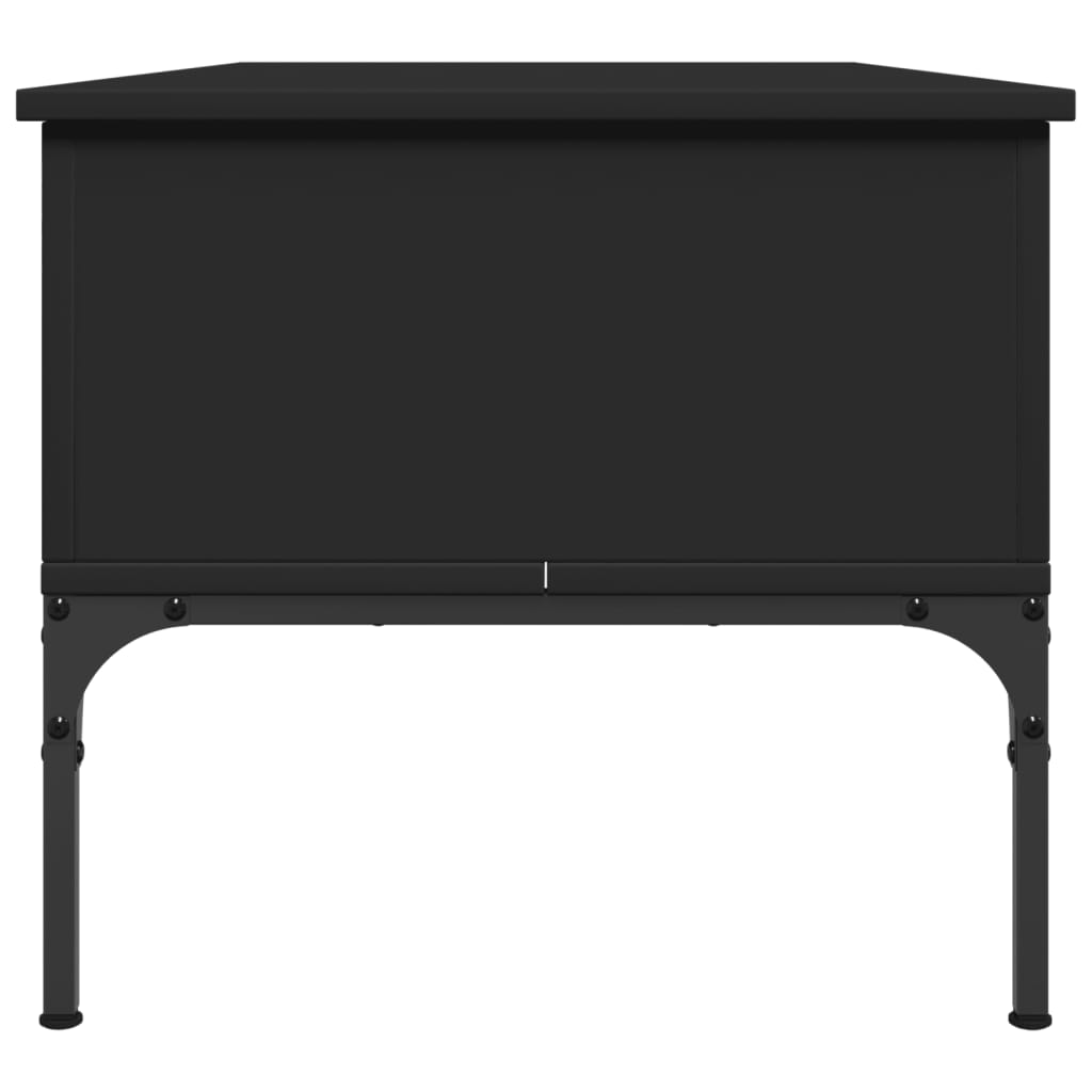 Tavolino Salotto Nero 100x50x45 cm Legno Multistrato e Metallo