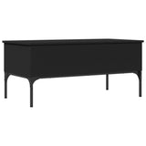 Tavolino Salotto Nero 100x50x45 cm Legno Multistrato e Metallo