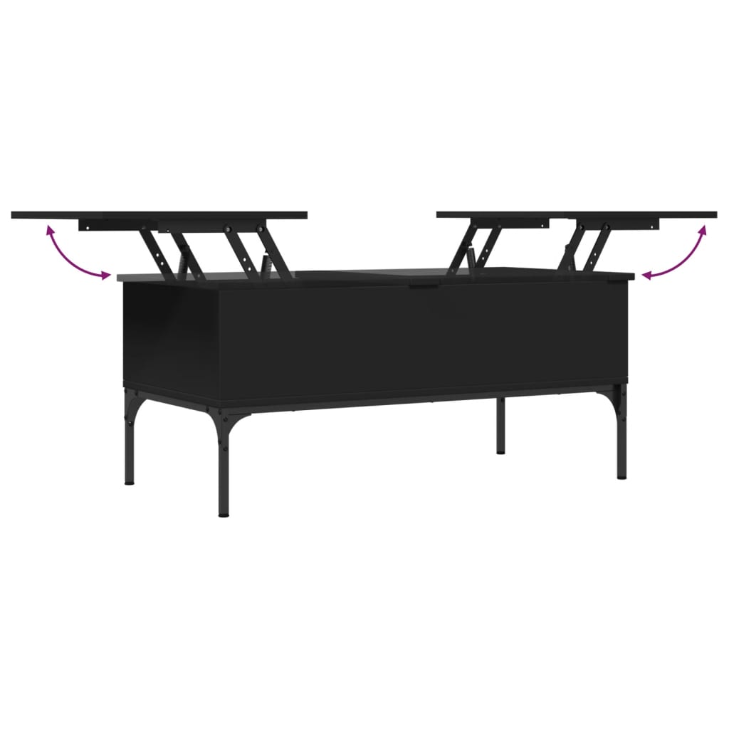 Tavolino Salotto Nero 100x50x45 cm Legno Multistrato e Metallo