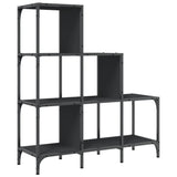 Libreria Nera 92x30x102 cm in Legno Multistrato e Metallo