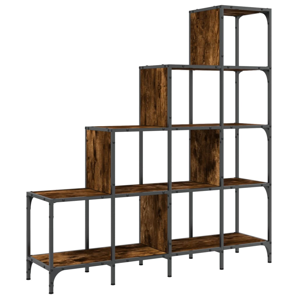 Libreria Rovere Fumo 122x30x132 cm Legno Multistrato e Metallo