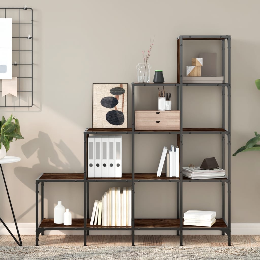 Libreria Rovere Fumo 122x30x132 cm Legno Multistrato e Metallo