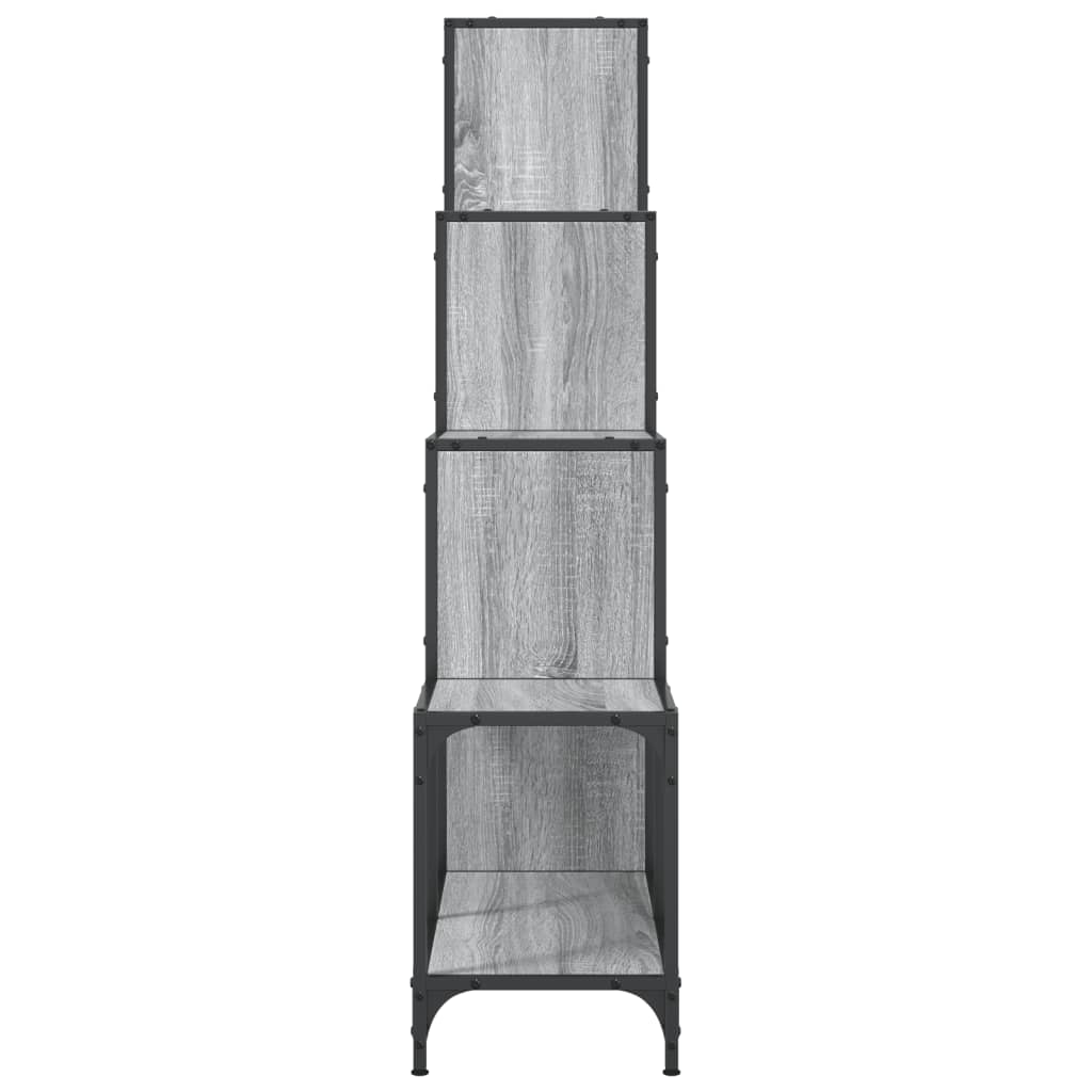 Libreria Grigio Sonoma 122x30x132cm Legno Multistrato e Metallo