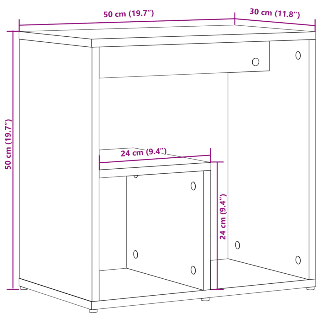 Tavolino Bianco 50x30x50 cm in Legno Multistrato