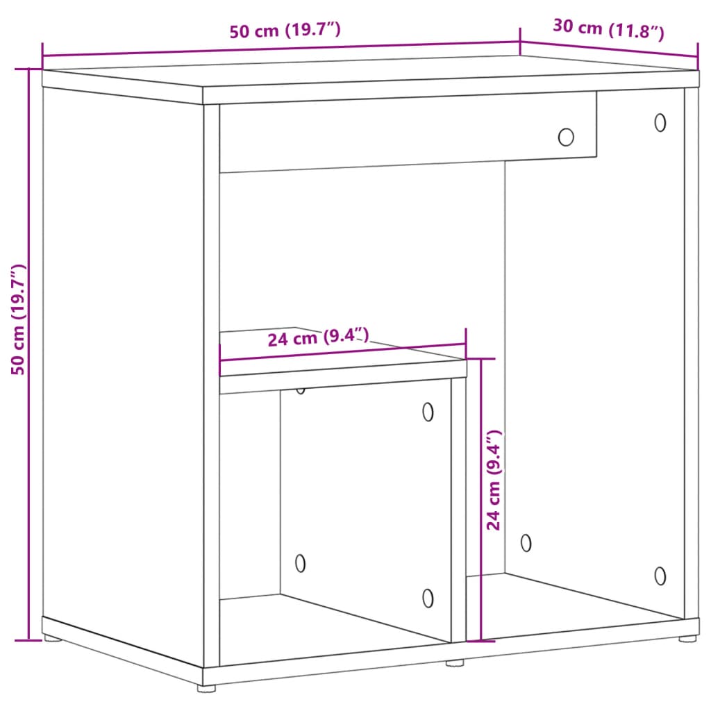 Tavolini Bianchi 2 pz 50x30x50 cm in Legno Multistrato