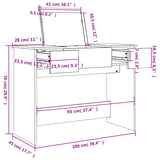 Toeletta con Specchio Grigio Cemento 100x45x76 cm