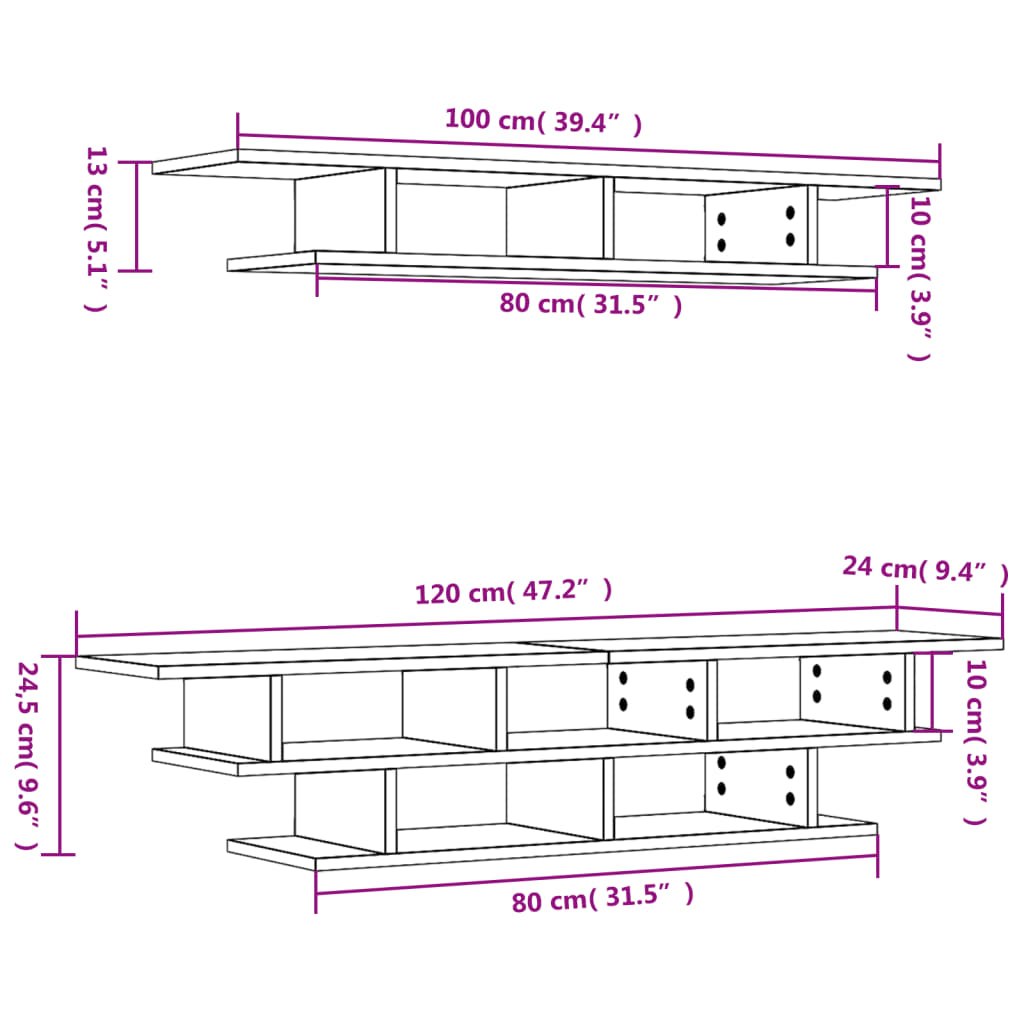 Mobili TV a Muro Bianchi in Legno Multistrato