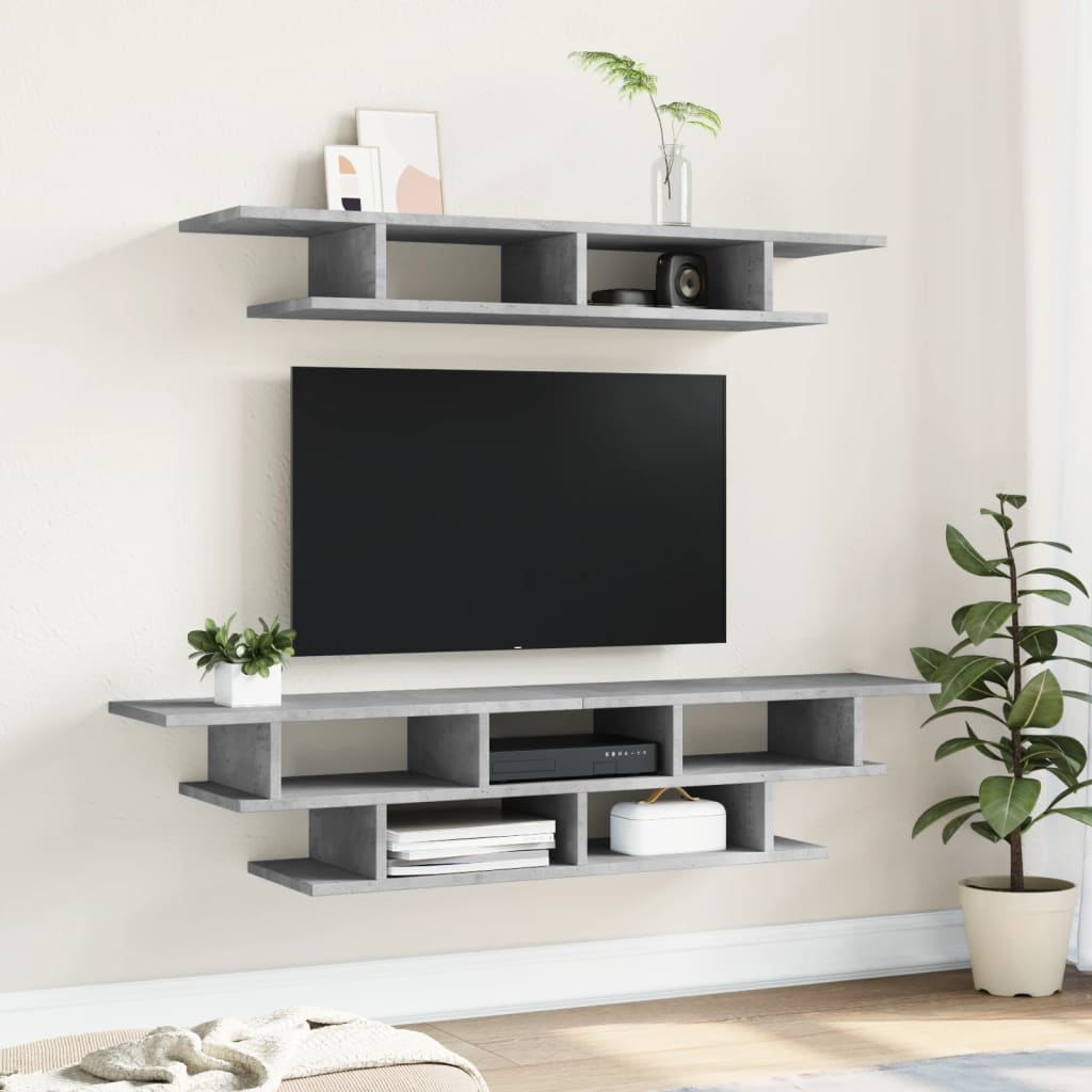 Mobili TV a Muro Grigio Cemento Legno Multistrato