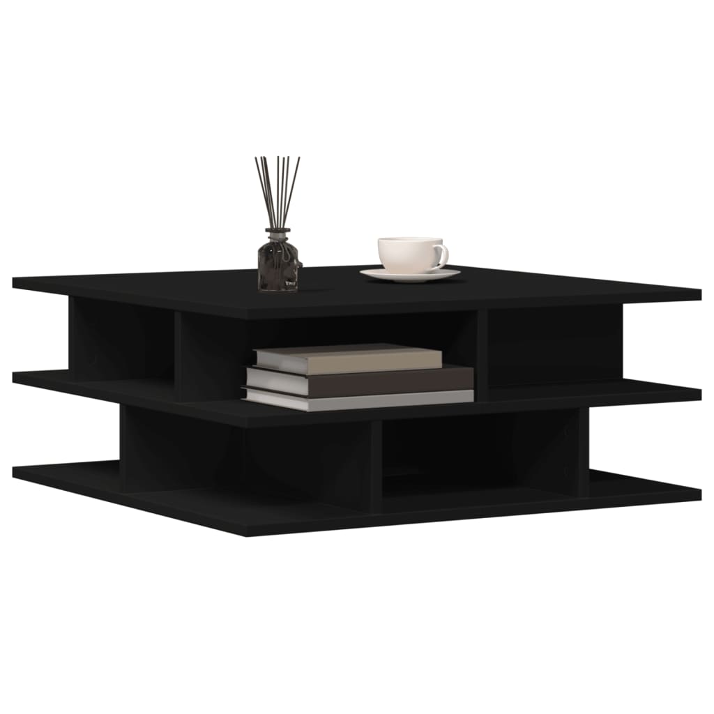 Tavolino da Salotto Nero 70x70x29 cm in Legno Multistrato