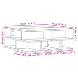 Tavolino da Salotto Nero 70x70x29 cm in Legno Multistrato