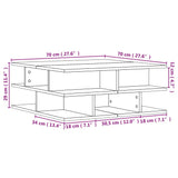 Tavolino da Salotto Rovere Sonoma 70x70x29 cm Legno Multistrato